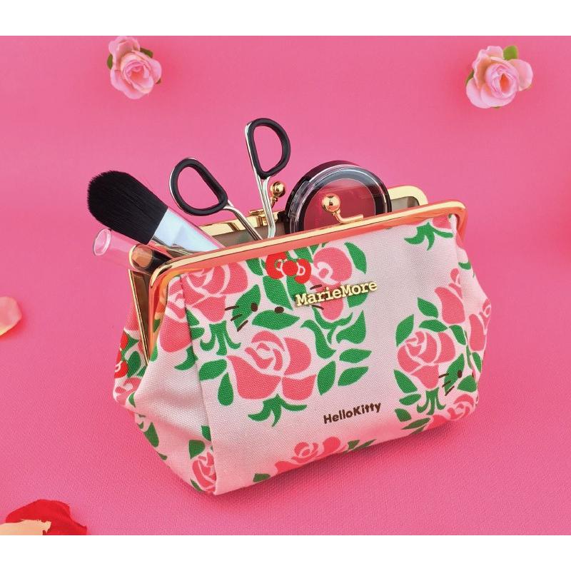 sanrio（サンリオ） ハローキティ がま口 コスメ ポーチ マチあり 花柄