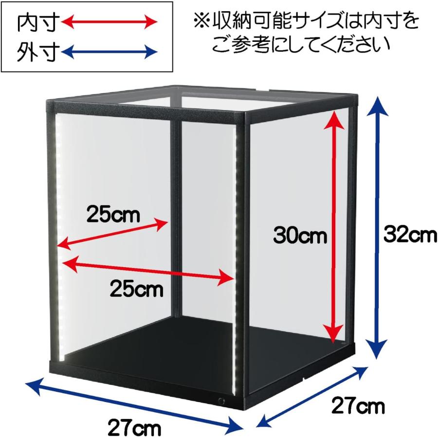デスクトップショーケース M ブラック アクリル製 W25×D25×H30cm(内寸