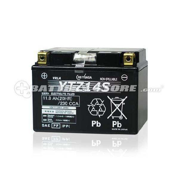 バイク用バッテリー YTZ14S・液入・初期補充電済 GSユアサ（YUASA） 長
