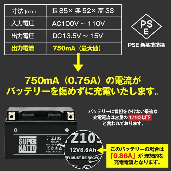 バイク バッテリー YTZ12S お得2点セット バッテリー+12V充電器