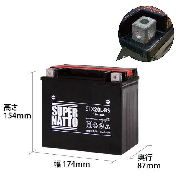 SUPER NATTO（スーパーナット） バイクバッテリー H_STX20L-BS YTX20L