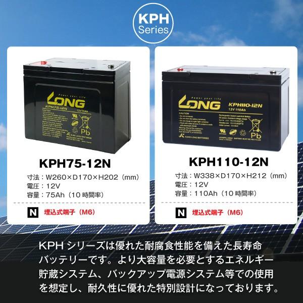 KPH110-12N【お得 2個セット】（産業用鉛蓄電池） 新品 LONG 長寿命 UPS 無停電電源装置 対応 サイクルバッテリー 互換 BPC12-100 12SPX100 OPC12-100の画像