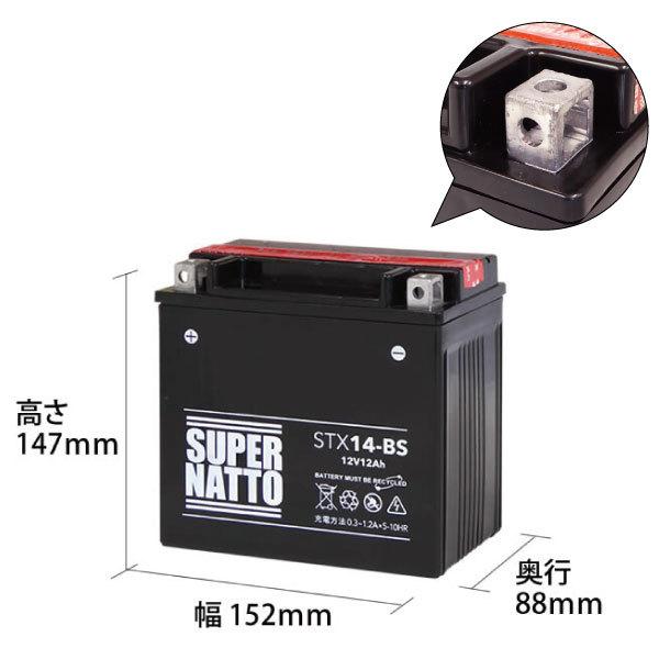 SUPER NATTO（スーパーナット） バイク バッテリー ハーレー用STX14-BS