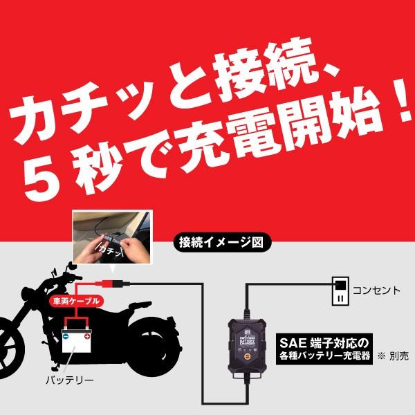 バイク バッテリー バイク専用 車両ケーブル 高耐久タイプ バッテリー充電器対応 星乃充電器 オプティメート4デュアル 対応 SAE端子 AWG14 スーパーナット｜batterystorecom｜10