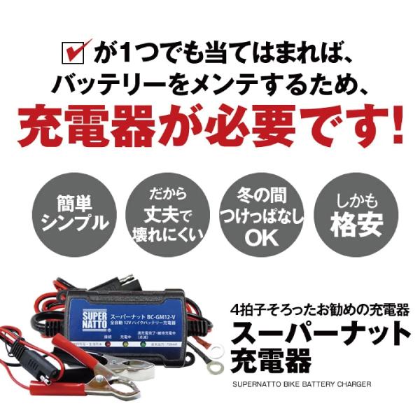 バイク バッテリー STZ10S YTZ10Sに互換 お得2点セット バッテリー+充電器(チャージャー) スーパーナット 総販売数100万個突破|batterystorecom|07