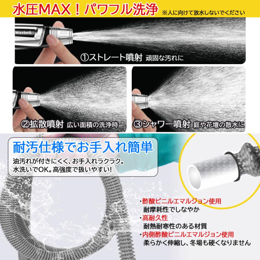 パワフル洗浄 高圧ガン 伸縮ホース 高強度ホース 使いやすいガンタイプ