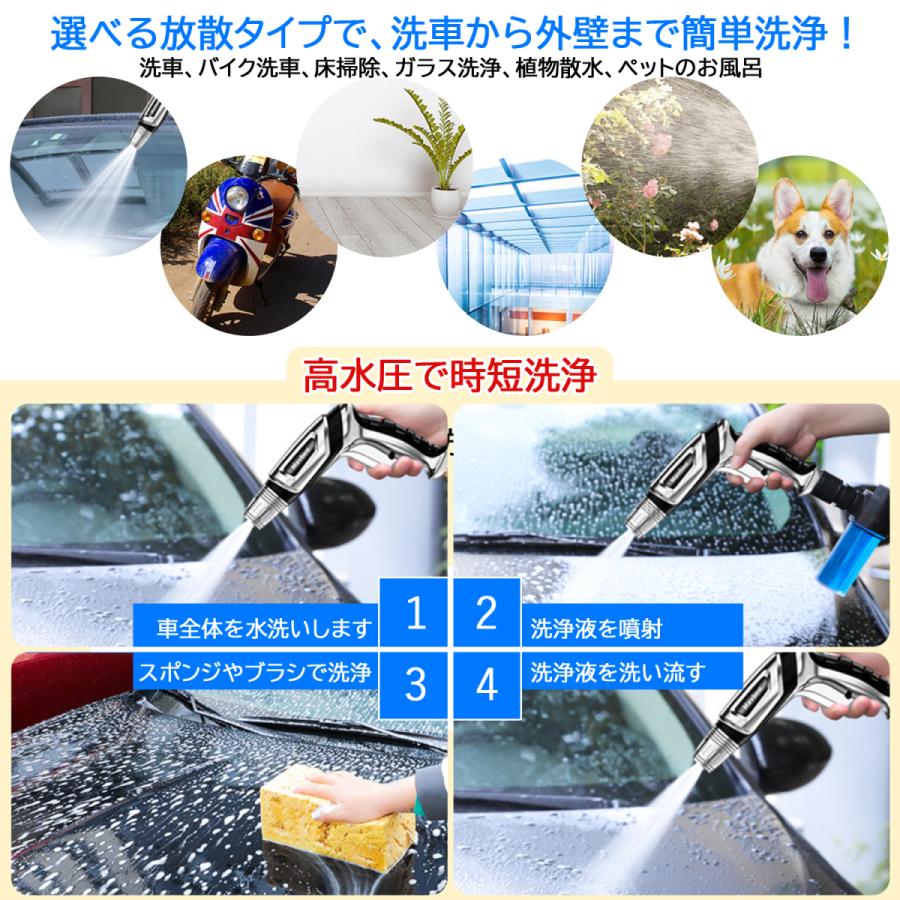 パワフル洗浄 高圧ガン 伸縮ホース 高強度ホース 使いやすいガンタイプ