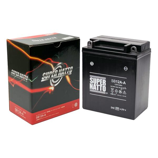 バイク用バッテリー SB12A-A シールド型 YB12A-A互換 コスパ最強 YB12A-AK GM12AZ-4A-1 FB12A-A 12N12-4A-1互換 スーパーナット(液入済)の画像