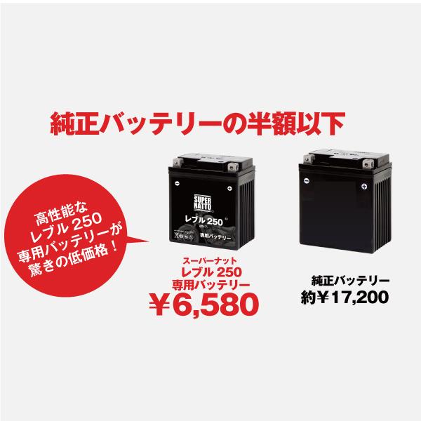 バイク用バッテリー＋充電器セット ホンダ レブル250 (2017年式〜)専用バッテリー HONDA 星乃充電器 総販売数100万個突破 100％交換保証 スーパーナット_7