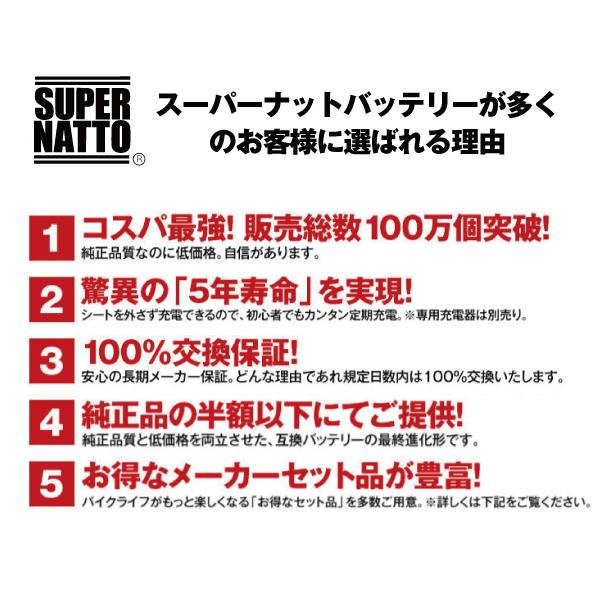バイク用バッテリー＋充電器セット カワサキ Z900RS (2018年式〜)専用バッテリー KAWASAKI スーパーナット充電器 コスパ最強 100％交換保証 スーパーナット_9