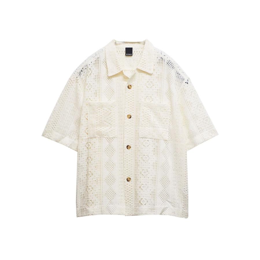 BAGARCH バガーチ SS LACE SHIRTS 【IVORY】 BAGARCH（バガーチ） SS LACE SHIRTS BH-1710 レースシャツ ショート丈