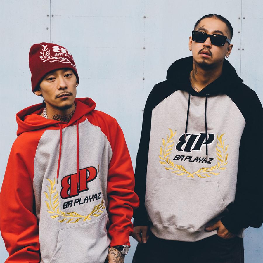 BREATH ブレス パーカー レッド グレー サイズ:L | 23AW 2トーン ラグラン スウェットパーカー (TWO TONE EMBROIDERY HOODIE) | トップス フーディー【メンズ】【K4541】 BREATH ブレス TWO TONE EMBROIDERY HOODIE フーディー パーカー プル