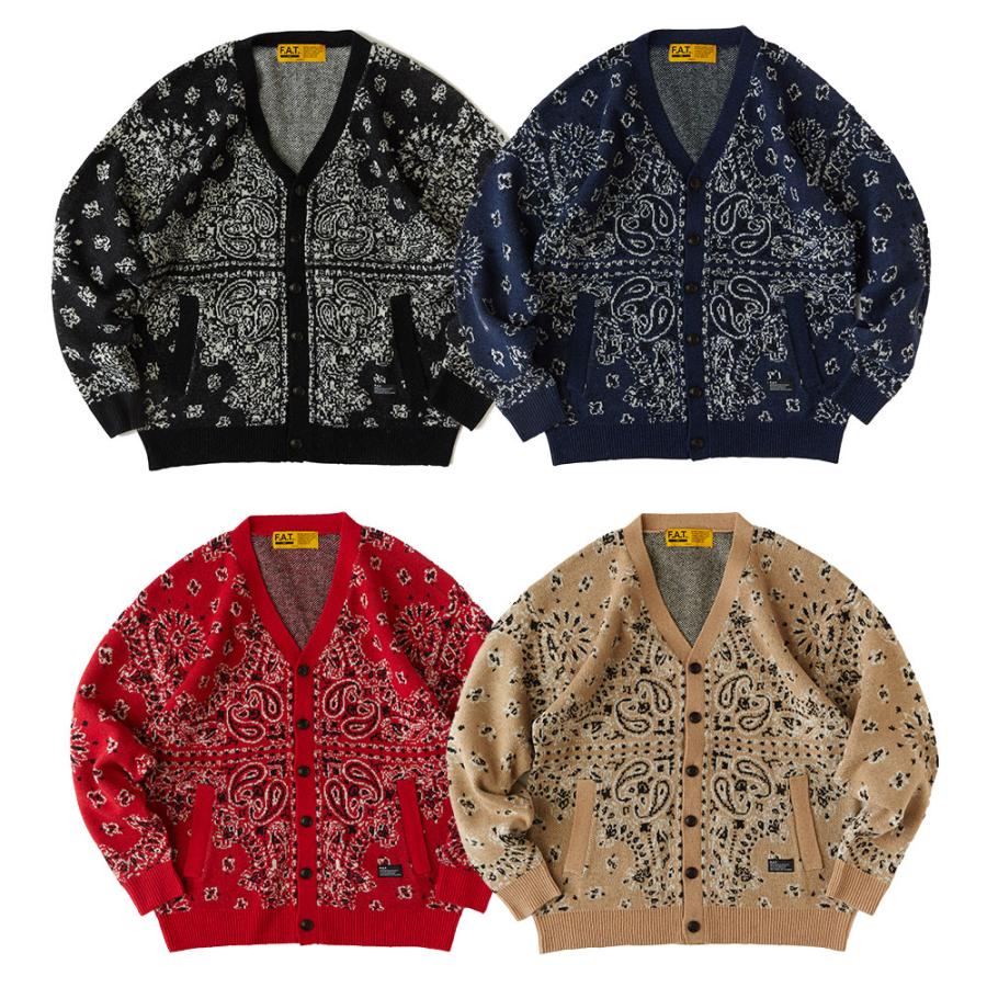 FAT / GANDANA/カーディガン/SKINNY/ウール/NVY/ペーズリー/F32320-KN03-AB FAT エフエーティー GANDANA F32320-KN03 ニットカーディガン