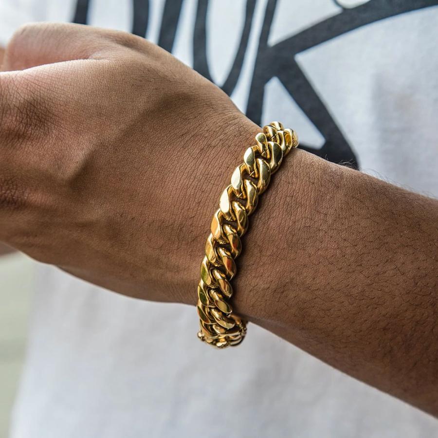 GoldenGilt ゴールデンギルト 12mm Miami Cuban Link Bracelet ブレスレット ジュエリー アクセサリー メンズ ブランド ストリート ストリート系 人気 デザイン｜battleline-web｜03