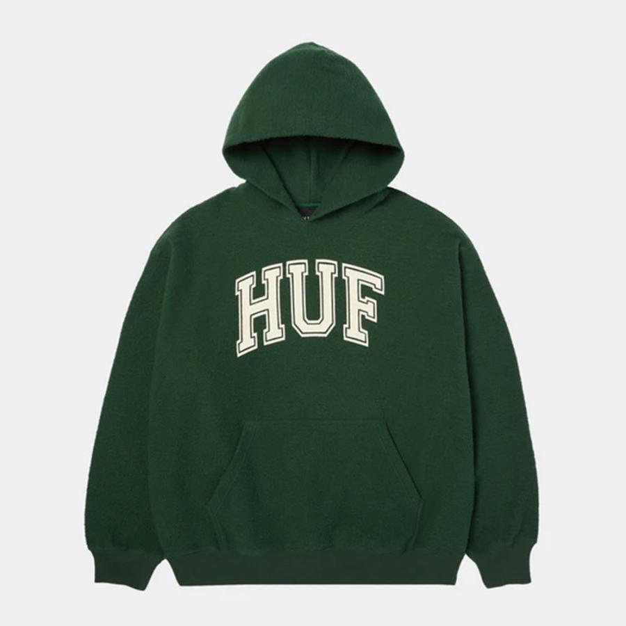 入手困難】 ハフ HUF ハーフジップ パーカー フーディ 緑 刺繍ロゴ 美 
