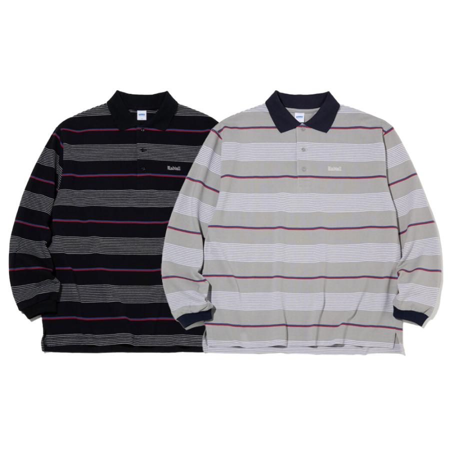 45R ポロシャツ　ボーダー stanley blacker】【長袖】胸刺繍長袖ポロシャツ/ネイビー