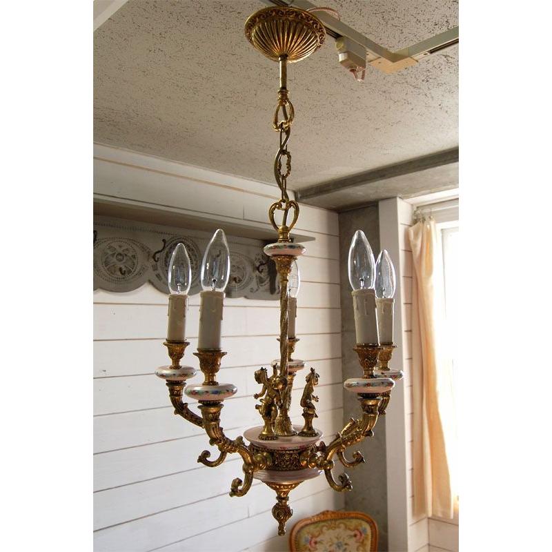 天使のシャンデリア 5灯 フランスアンティーク : BAU ANTIQUES 天使のシャンデリア 5灯 フランスアンティーク : BAU ANTIQUES
