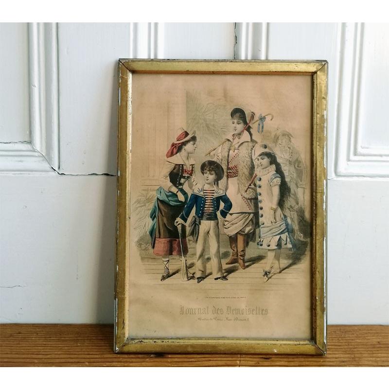 送料無料 即納 アンティーク モード画 ファッション画 壁掛け額 フランス 雑貨 アンティーク コレクション 8 402 Laeknavaktin Is