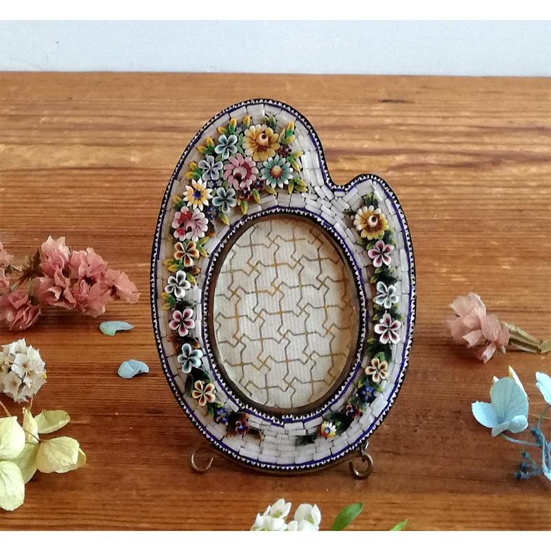 マイクロモザイクオーバルフォトフレームアンティーク写真立て