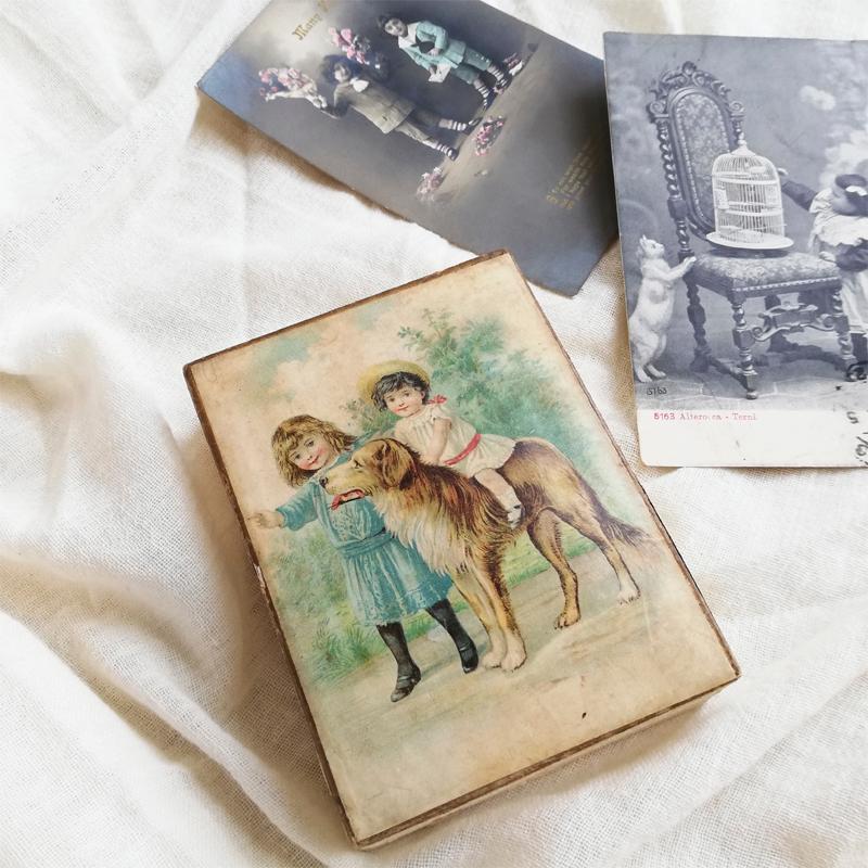 クロモリトグラフ 子供と犬の絵の紙箱 : BAU ANTIQUES - 通販 - Yahoo 