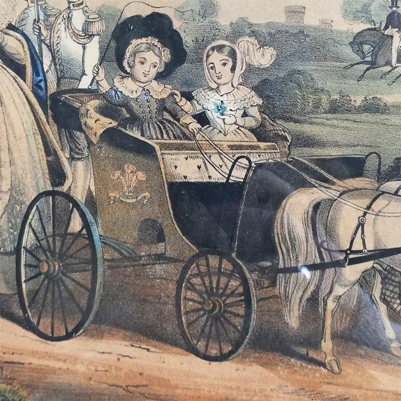 ヴィクトリアン 手彩色版画のフレーム The Royal Infant's Drive in Windsor Parkの画像