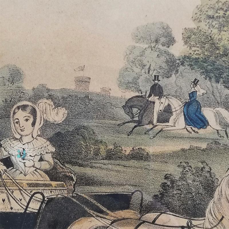 ヴィクトリアン 手彩色版画のフレーム The Royal Infant's Drive in Windsor Parkの画像