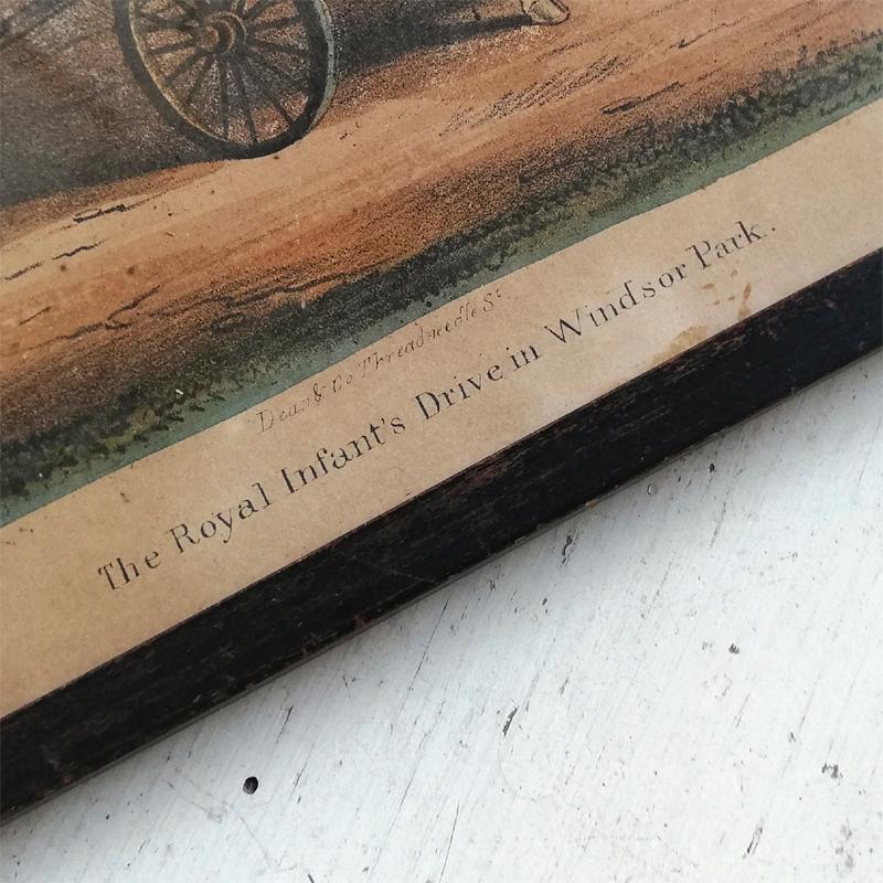 ヴィクトリアン 手彩色版画のフレーム The Royal Infant's Drive in Windsor Parkの画像