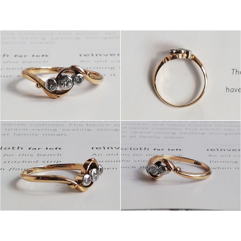 18金 ダイヤモンド クロスオーバー トリロジー リング イギリス