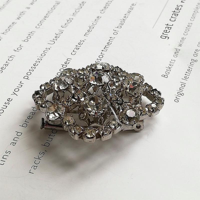 PARIS クリアグラスブローチ フランスヴィンテージ クリアガラス スクエア ブローチ フランスヴィンテージ : BAU ANTIQUES