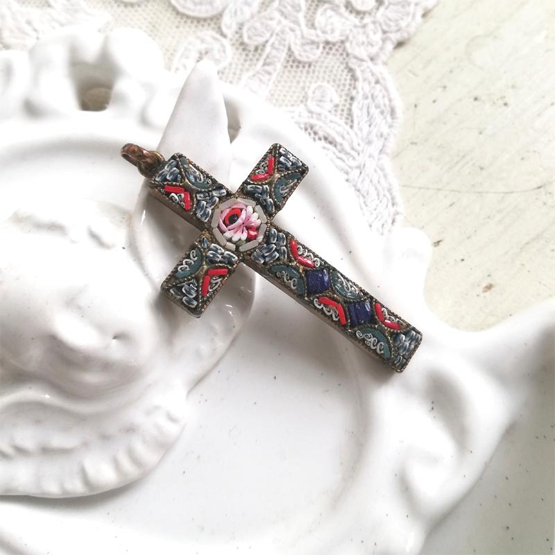 マイクロモザイク 十字架（クロス） ペンダントトップ イタリア