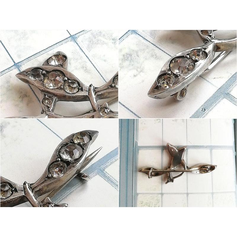 アンティーク 】 ツバメブローチ ペーストガラスシルバー900