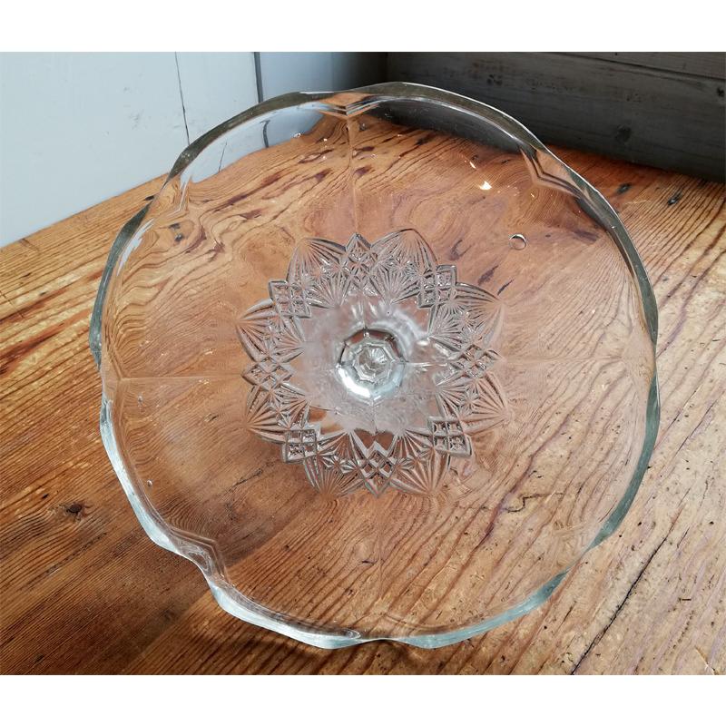 プレスガラス ケーキスタンド イギリスアンティーク : BAU ANTIQUES