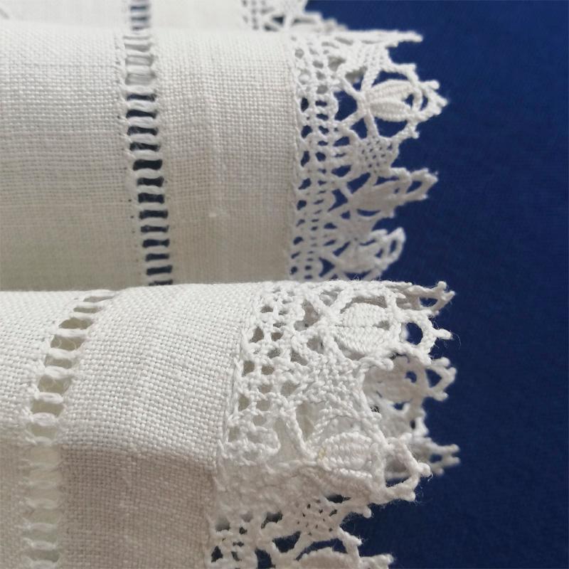 カットワークとボビンレース リネンテーブル クロス フランス