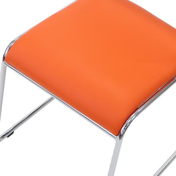 パイプ椅子 4脚セット ミーティングチェア 会議イス 会議椅子 スタッキングチェア パイプチェア パイプイス オレンジ｜bauhaus1｜08