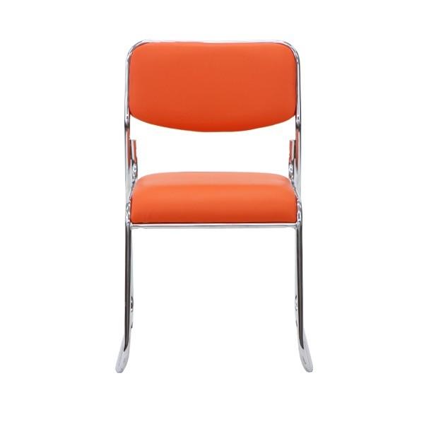 パイプ椅子 5脚セット ミーティングチェア 会議イス 会議椅子 スタッキングチェア パイプチェア パイプイス オレンジ｜bauhaus1｜02