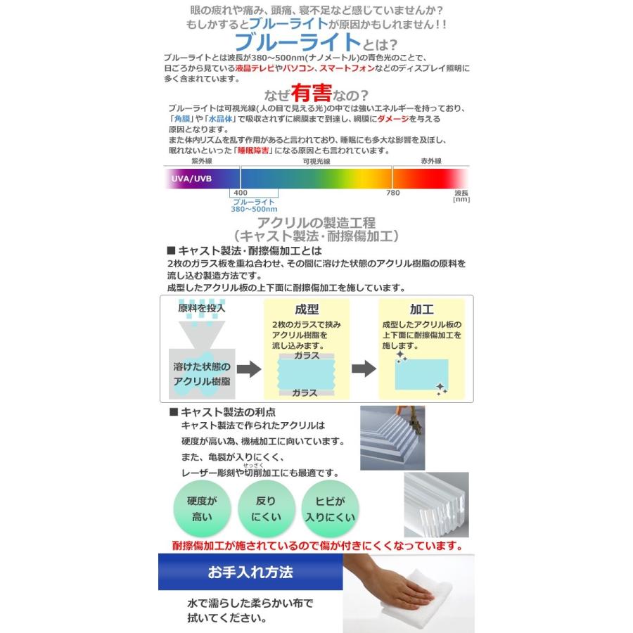 アクリルシート アクリル板 ブルーライトカット UVカット 耐擦傷 アクリルシート アクリル板 ブルーライトカット UVカット 耐擦傷