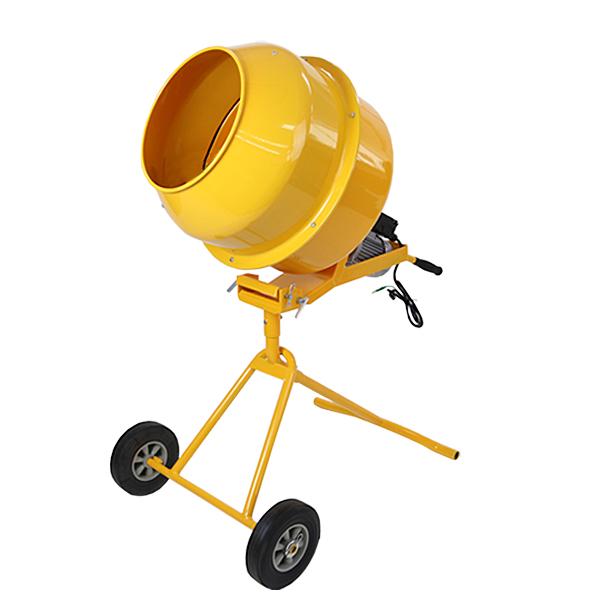 コンクリートミキサー 黄 練上量70L ドラム容量140L 固定ボルト加工
