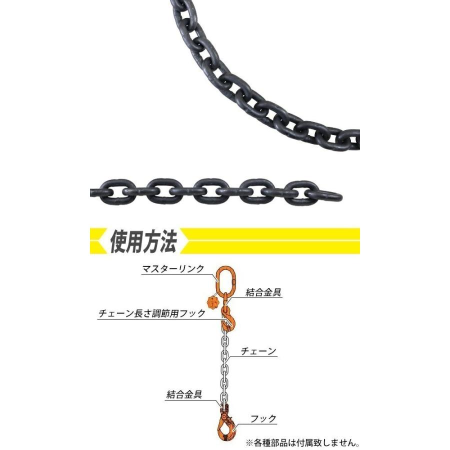 チェーン 線径約10mm 使用荷重約3.2t 約3200kg 約6m G80 チェーン 線径約10mm 使用荷重約3.2t 約3200kg 約6m G80