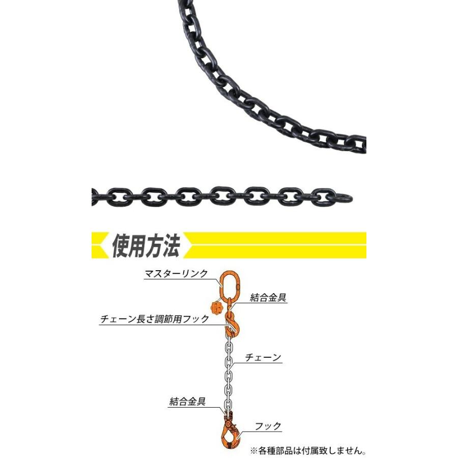 チェーン 線径約6mm 使用荷重約1.1t 約1100kg 約3m G80 エコノミー