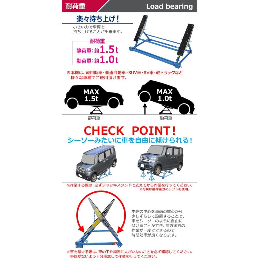 手動式 自動車整備用リフト 静荷重約1 5t 1500kg 動荷重約1 0t 1t 1000kg ジャッキスタンド2台付き カー リフト リフトアップ Clift T11 Js T503 2p Bauhaus 通販 Yahoo ショッピング