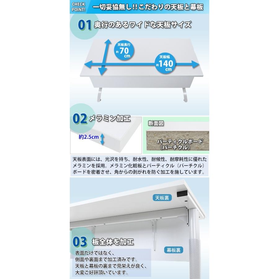 オフィスデスク デスク 幕板付 約W1400×約D700×約H755 白 平机 オフィスデスク デスク 幕板付 約W1400×約D700×約H755 白 平机