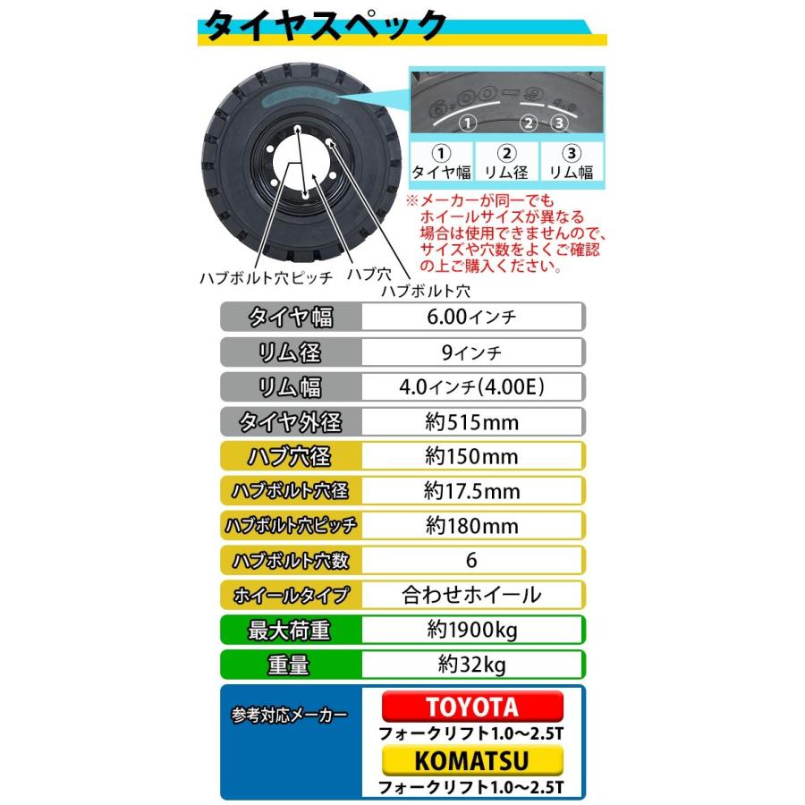 フォークリフト用タイヤ 合わせホイール付き 1本 TR6 TR7 タイヤサイズ 