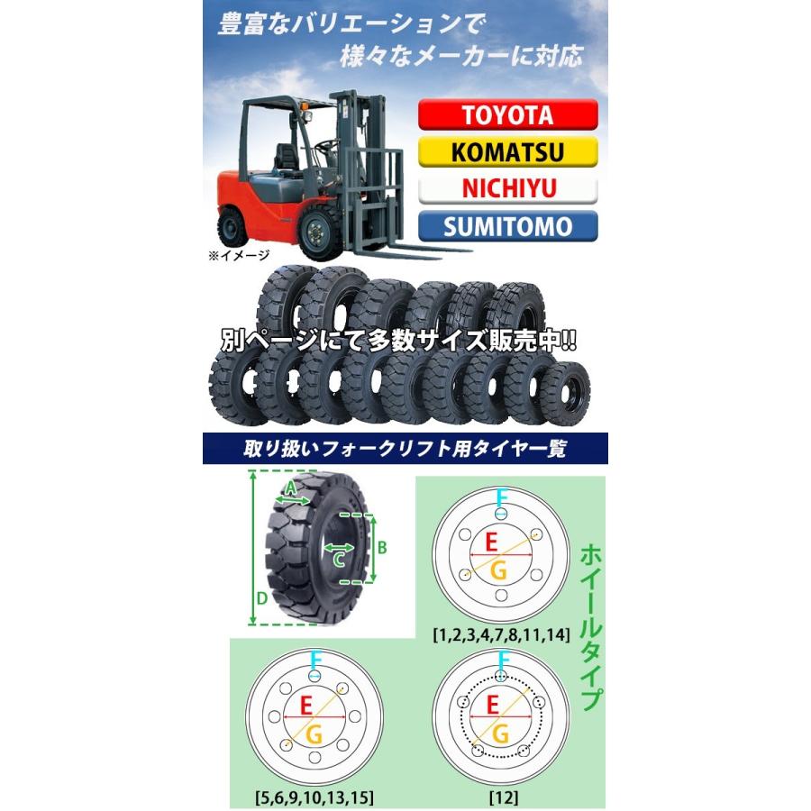 フォークリフト用タイヤ 合わせホイール付き 1本 TR6 TR7 タイヤサイズ