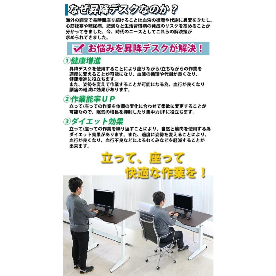 昇降デスク ガス圧 昇降 デスク コードホール付 キャスター付 W120×D68 