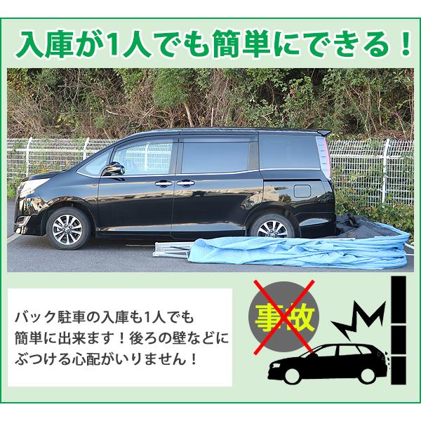 折りたたみ式 ガレージテント 約幅2800×奥行6800×高さ2750mm 南京錠付 車庫 簡易車庫 カーテント カーポート タープ テント シェルター ガレージ ミニバン｜bauhaus1｜08