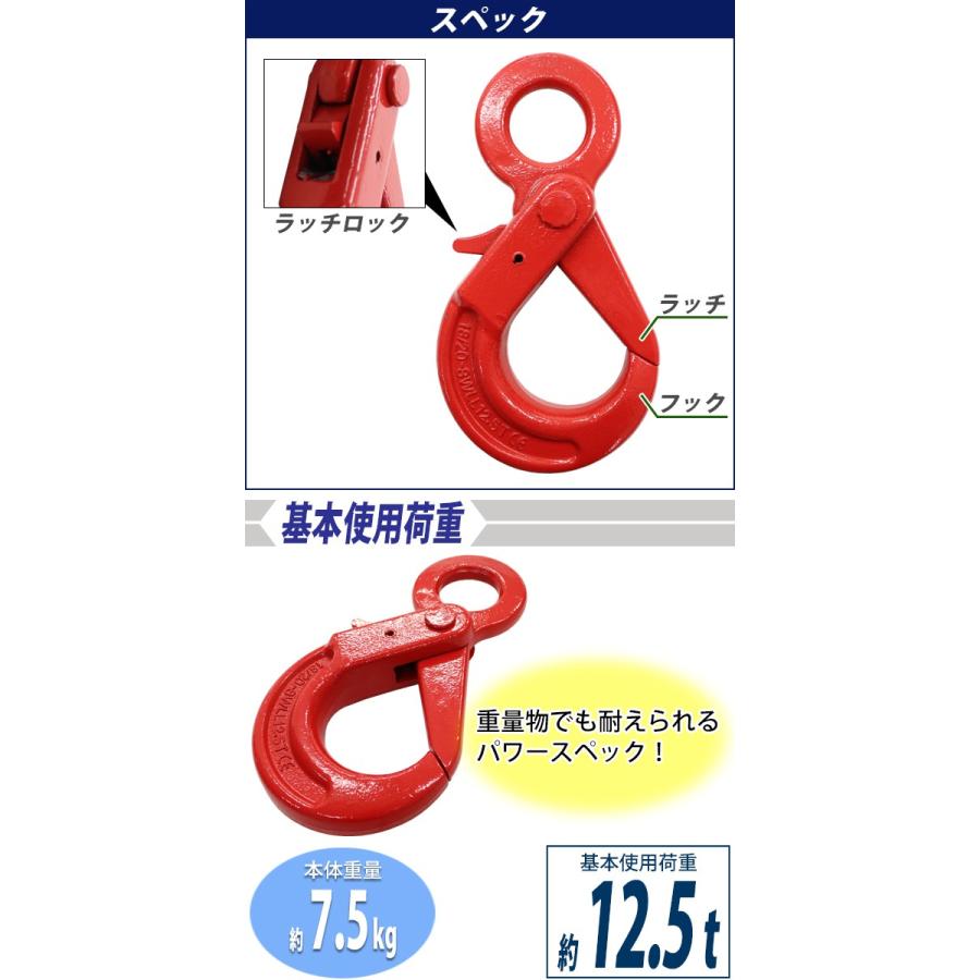 ロッキングフック 使用荷重約12.5t 約12500kg G80 鍛造 エコノミー