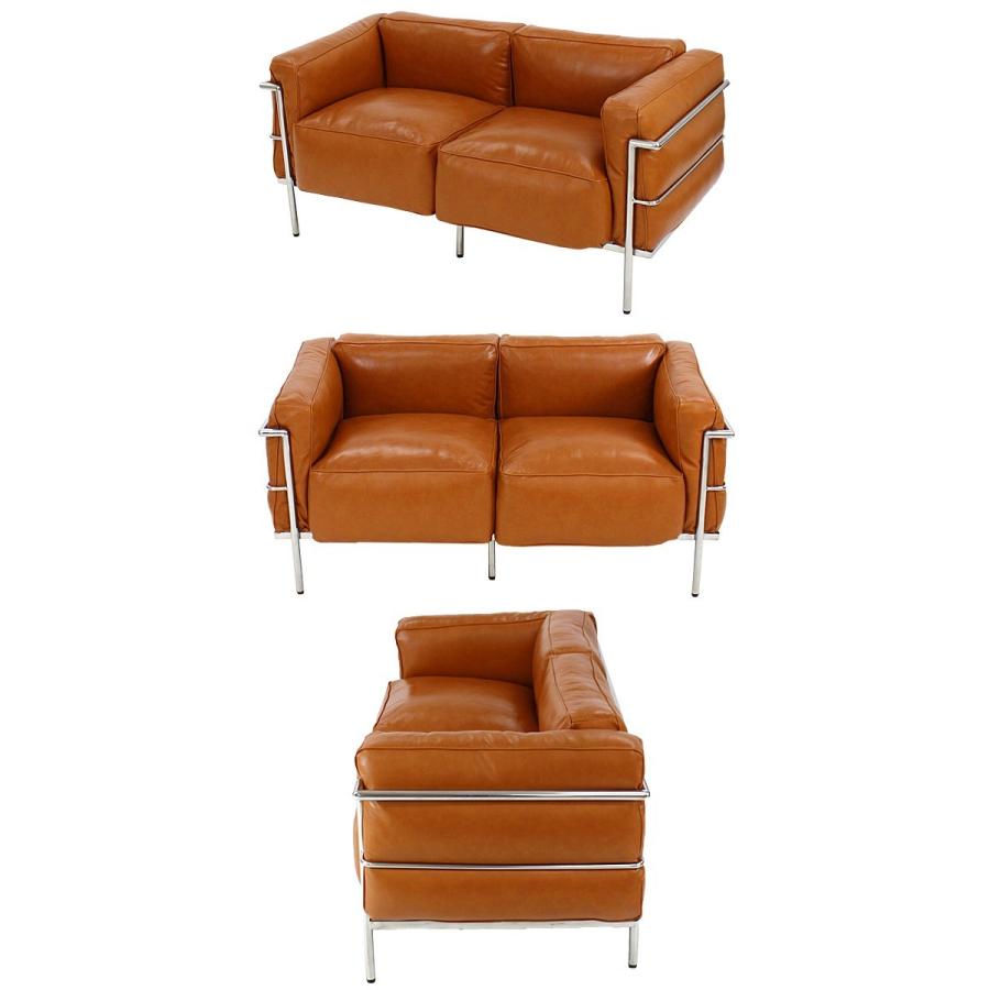 コルビジェデザイン LC3 COMFORT 2P キャメル 2人掛け ラブソファ 本革