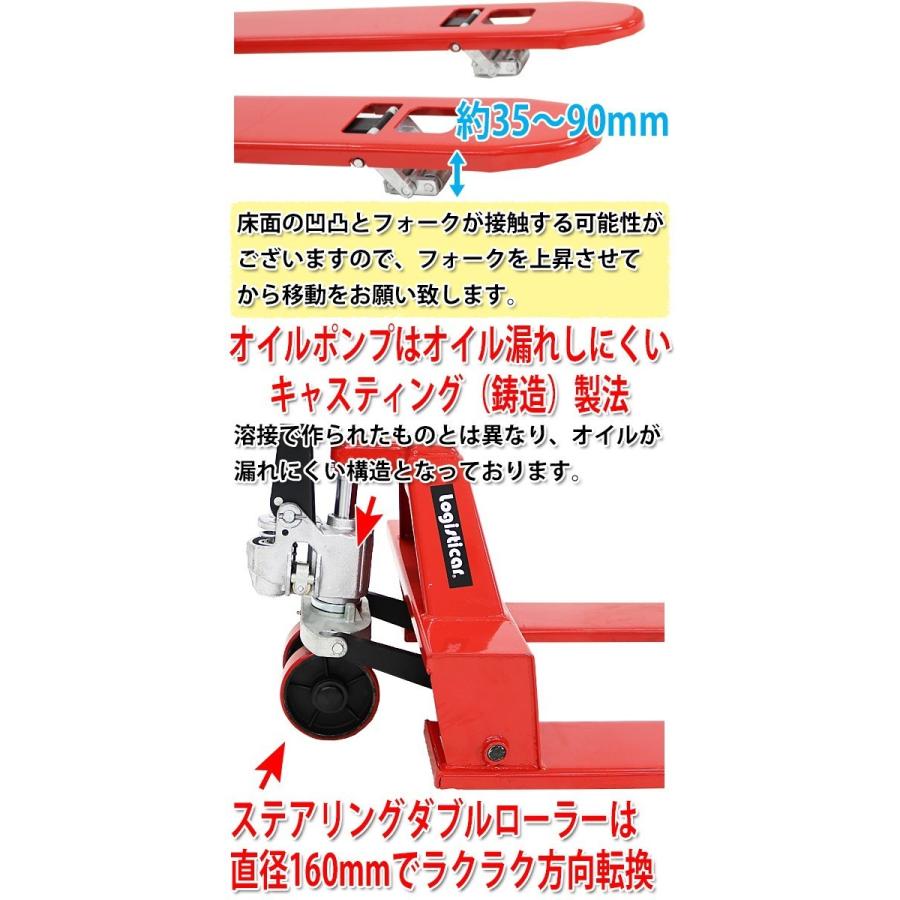 ハンドパレット 超低床 35mm 幅広 幅685mm フォーク長さ1220mm 1000kg