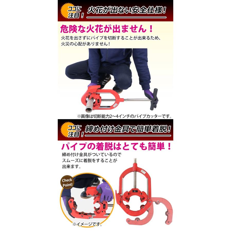 パイプカッター 4枚刃 対応パイプ外径 約4〜6インチ 4B〜6B 約114.3