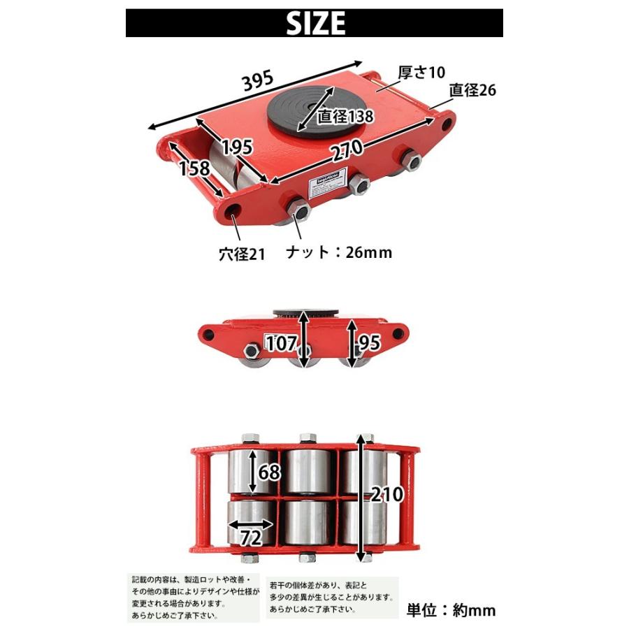 マシンローラー 耐荷重約8t スチール製ホイール 4台 4台セット 360